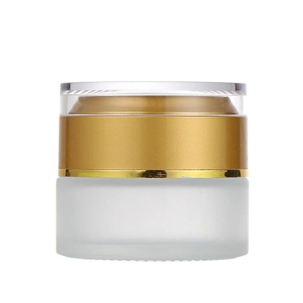 30G Refillable стекла Косметический крем Jar с Silver Gold Cap Крышка Крышка матовое стекло лосьон Корректор Крем для глаз Jar Оптовая LX2876