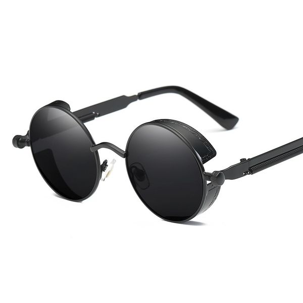 

2020 men women round steampunk sunglasses men's women's driving fishing uv400 goggle fashion vintage retro high quality, White;black