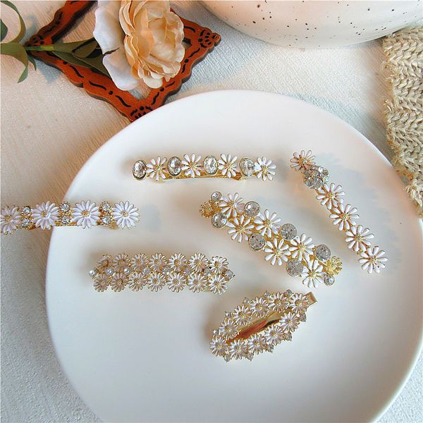 

hair accessories fashion pearl rhinestone clips cute sweet metal flower spring for women girl party wedding decor