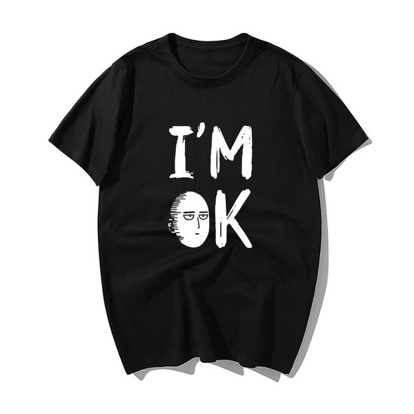 

fashion japanese anime one punch-man t shirt funny i'm ok printed tshirt men summer cotton hip hop tees harajuku streetwear