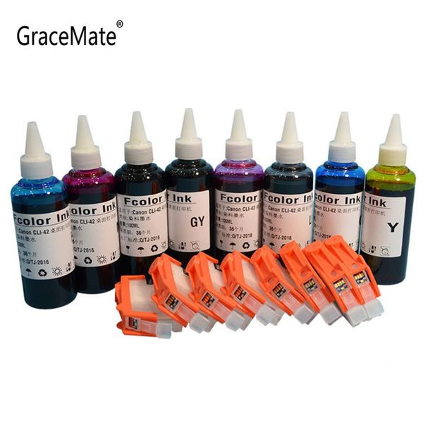 

ink cartridges (1 set refiilable cartridge + 8 color ) cli 42 for canon pixma pro-100 pro 100 printer