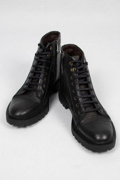 

deepsea male black zipper embossed leather men boots 2001053