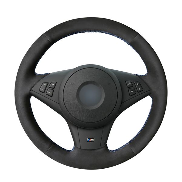 

diy black suede leather car steering wheel cover for bmw e60 m5 2005-2008 e63 e64 cabrio m6 2005-2010