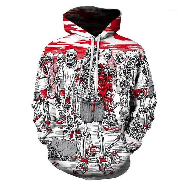 

fashion skulls print pullover long sleeve males hoodies teenager clothing 3d digital print mens designer hoodies, Black