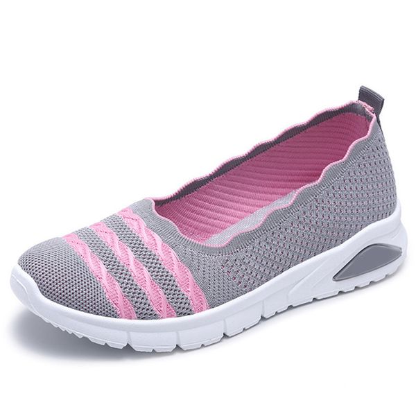 

light comfort casual dropshipping women flats loafers knitted vulcanized shoes ladies slip on female walking mother shoes, Black