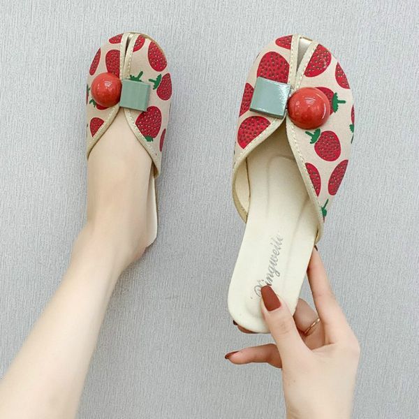 

fashion style beach flat platform slides summer new slippers women fruit lazy shoes woman comfortable cover toe ladies shoes, Black