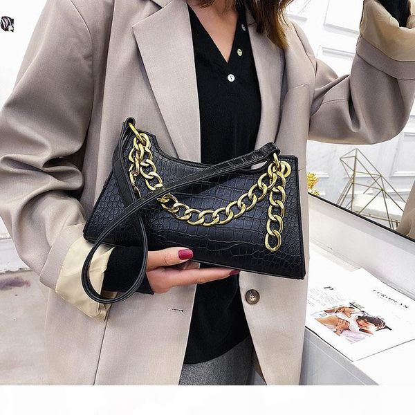 

designer-2020 luxury designer women alligator handbags vintage pu leather ladies chain baguette shoulder bags fashion female clutch purse
