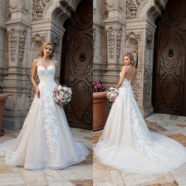 

kitty chen 2021 wedding dresses lace appliqued bridal gowns custom made sweetheart modern a line wedding dress vestidos de novia, White