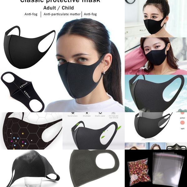 

black mask dust masks cotton pm2.5 activated carbon filter windproof mask home supplies fast shipping1