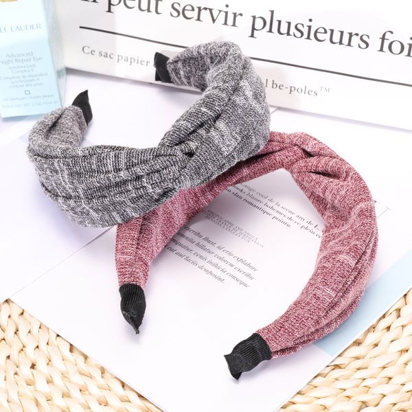

new headband knotted wide knitted hairbands for women hair ornaments fashion simple knot headbands for girls autumn winter, Silver