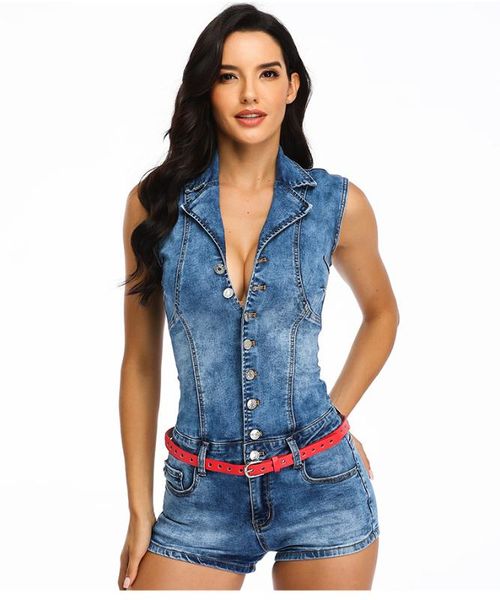 

women's summer denim playsuits single breasted stretchy jeans overalls skinny female sleeveless shorts jumpsuits s102, Black;white