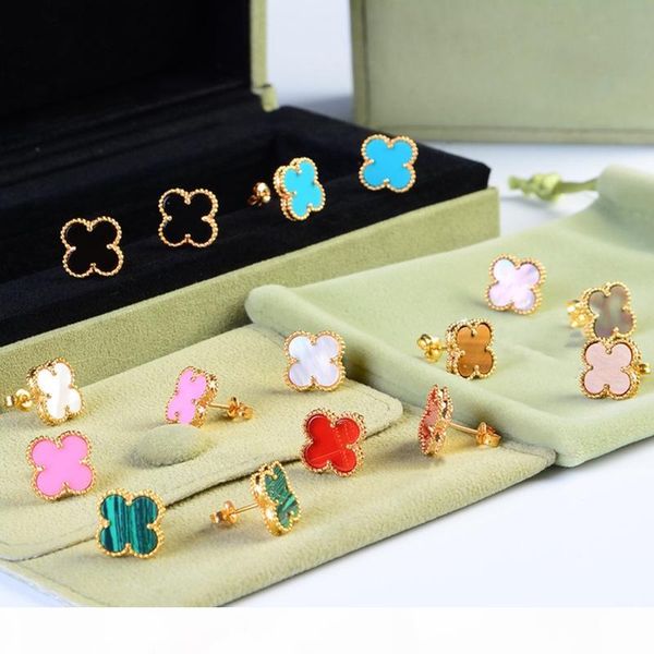 

mini stud earring with red agate and shell flower fashion earrings for women jewelery wedding gifts ps5754, Golden