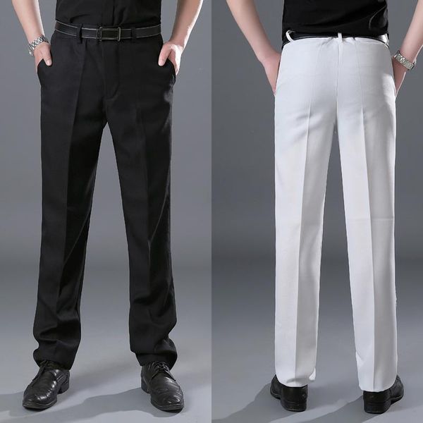 

black&white men's suit pants black trousers stage costume pants men adjustable waist suit trousers for men plus size 4xl, White;black