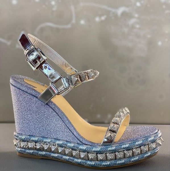 

summer luxury women wedges sandals fashion women studs red bottom shoes comfort party wedding lady high heels sale eu35-43, Black