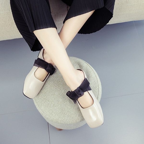 

elegant comfort womens square head shallow mouth pu single shoes soft bottom peas shoes fashion fabric ribbon flats h14-61, Black