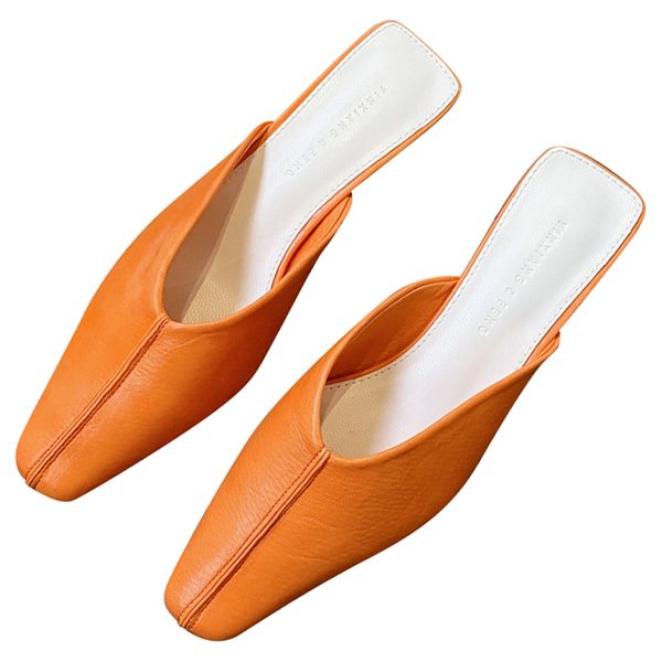 

women high heels pointed square toe leather shoes fancy stilettos designer party outfits mules slippers luxury gift for her, Black