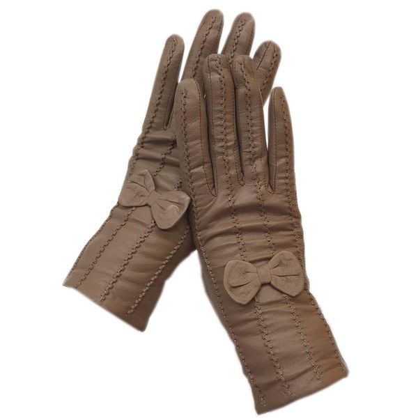 

gloves 2020 new ladies sheepskin champagne color leather fashion winter warmth beautiful genuine leather driving o, Blue;gray