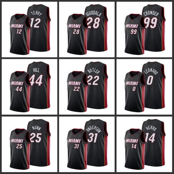 

miami heat tyler herro jimmy butler kendrick nunn solomon hill andre iguodala emanuel terry meyers leonard men 2019-20 city jersey, Black