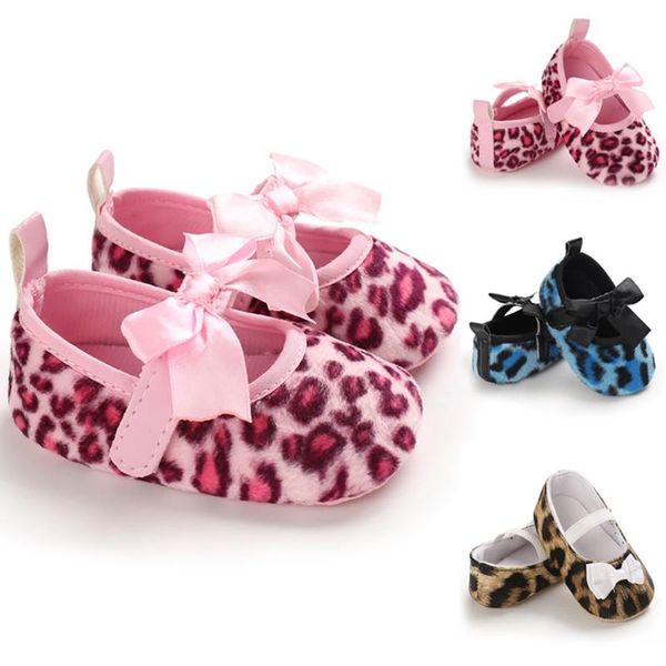 

toddler kid baby girls cute toddler first walk winter bow knot leopard shoes walkers shoes infant soft sole anti-slip baby
