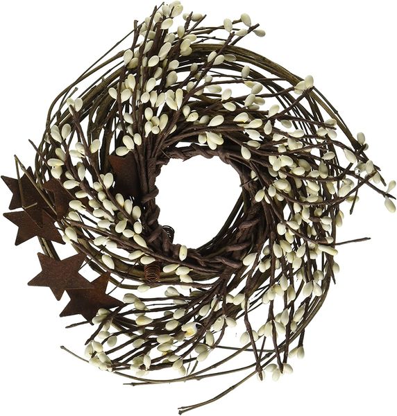 

pip berry twig & star garland burgundy 10 inches artificial flower farmhouse wreath