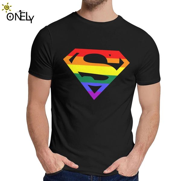 

man super queer t-shirt rainbow gay lesbian pride lgbtq lgbt nice cotton unique design crewneck retro short sleeve