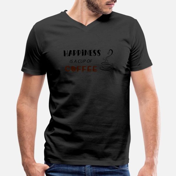 

happiness is a cup of coffee t shirt men design short sleeve crew neck vintage graphic humor summer style standard shirt