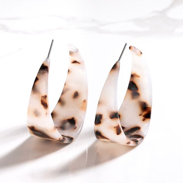 

ilyf trendy brincos leopard tortoiseshell woman's eardrop acetate board acrylic jewelry print d'oreille accessories pendientes, Silver