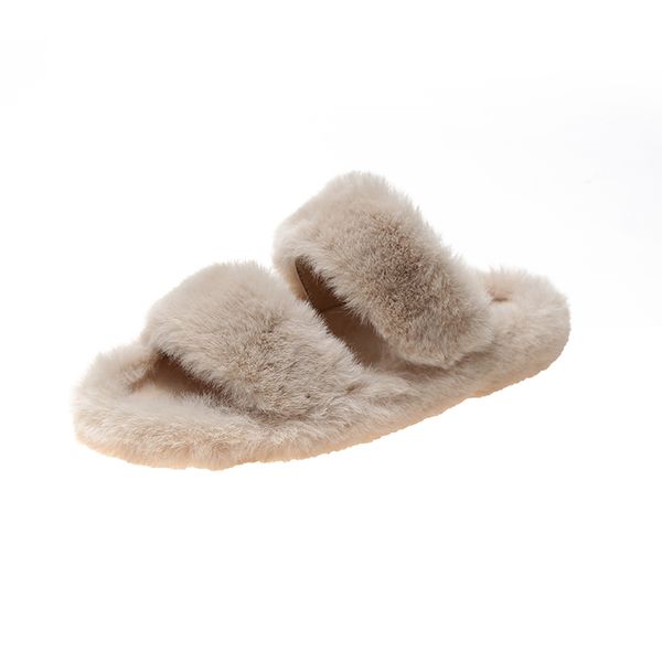 

winter women house fuzzy slippers 2020 faux fur fashion warm shoes woman slip on flats female furry slides black pink cozy home