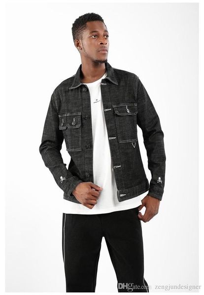 

neck long sleeve homme clothing fashion style hip hop casual apparel mens autumn designer jeans black jackets skull embroidery lapel, Black;brown