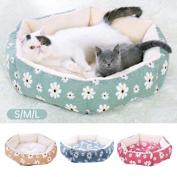 

pet dog cat bed house hexagon pet lounger cushion for small medium dogs cat dog kennel puppy mat bed