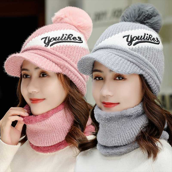 

beanie/skull caps winter cap with scarf set wool hat skullies fashion warm acrylic casual outdoor travel knitted, Blue;gray