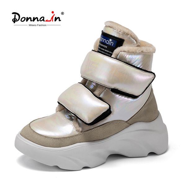 

donna-in waterproof winter boots women 2020 real wool warm chunky platform shoes designer fashionable light rubber boots female, Black