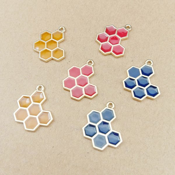 

10pcs honeycomb charm for diy jewelry making and crafting enamel charms earring necklace pendant handmade accessories 16x20mm, Bronze;silver
