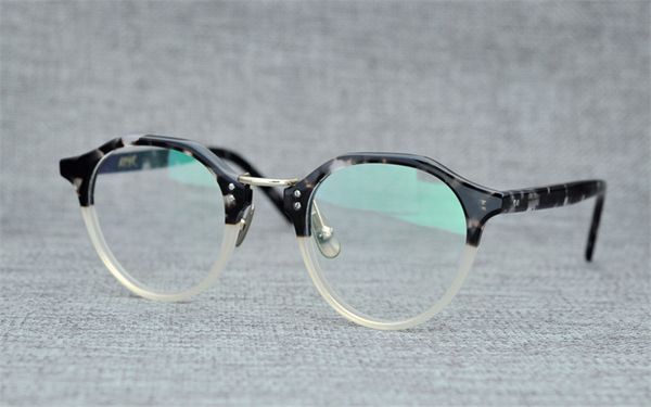 

retro full rim acetate prescriptions lens eyewear frame black leopard anti-reflective reading eyeglasses, White;black