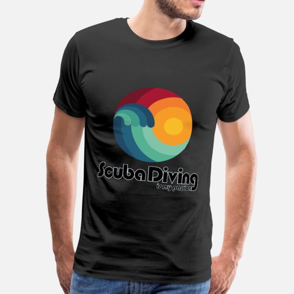 

scuba diver морских ocean wave подарочной тенниски мужчины печать 100% хлопок шея экипажа природных сыпучее здание весна осень новизна рубаш