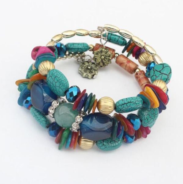 

jewerly bracelets for women natural agate us beaded muiltilayer interrwine fashion of shipping, Black