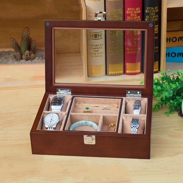 

new wood watch and jewelry storage boxes womens jewelry display box case home use decoration gift case, Black;blue