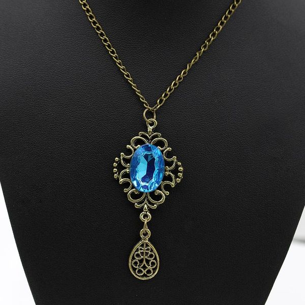 

Pretty Necklaces Pendants Retro hollow blue stone droplets lnecklace sweater Crystal Necklaces pretty