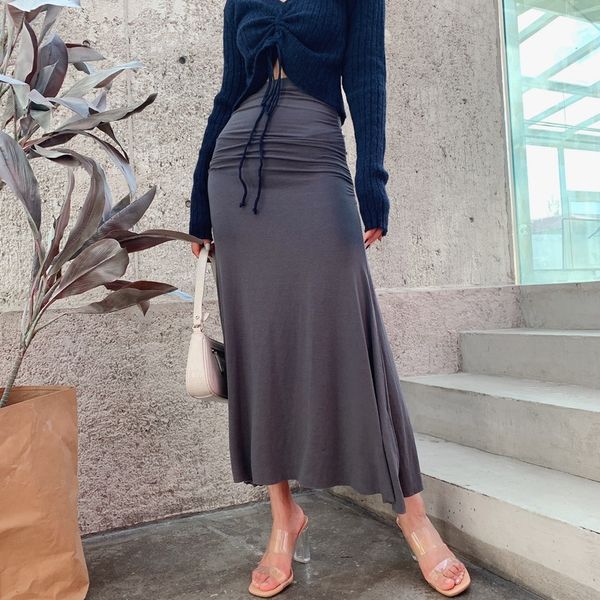 

women curve ruched midaxi skirt midi skirt, Black