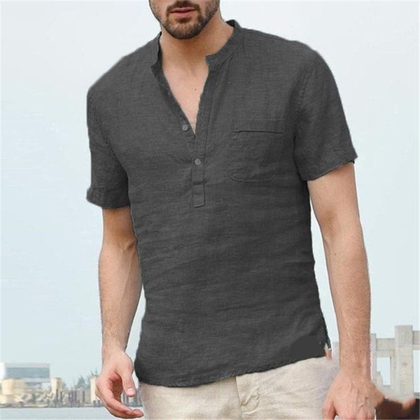 

casual shirts designer natural color mandarin collar shirts with pocket fashion short sleeve shirts mens clothes mens, White;black