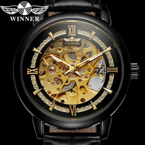 

winner automatic mechanical men wristwatch army sport male clock skeleton fashion man watch gift 8173, Slivery;brown
