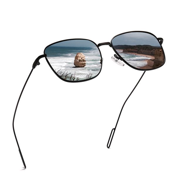 

classic polarized sunglasses men brand designer retro sunglass male sun glasses for mens metal frame black lens eyewear driving, White;black