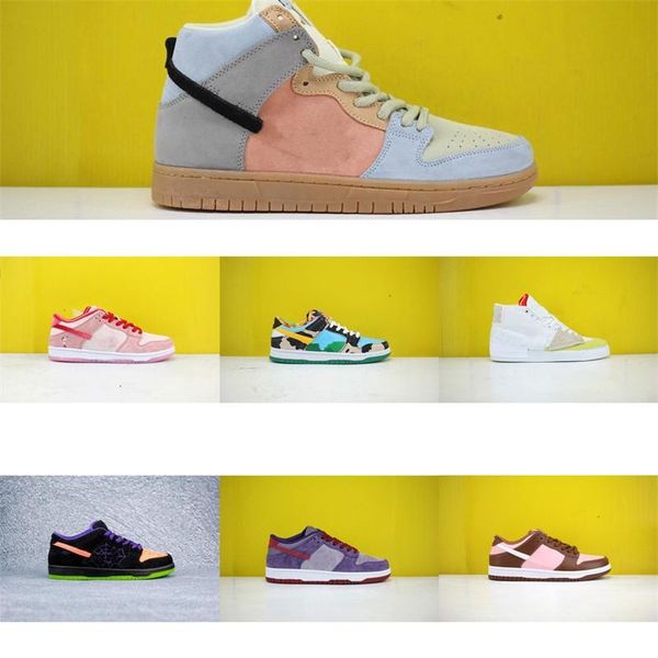 

2020ss new color shoes for men women sb sneakers dunk white green yellow low high student youth running casual luxury 0yv1 gj3m k2wb, Black