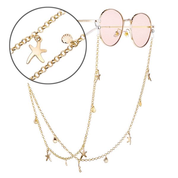 

glasses decorative jewelry starfish shell glasses chain fashion accessories non-slip lanyard, Silver
