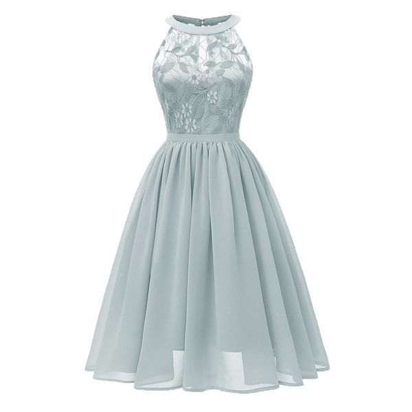 

ttttttttyye women wedding floral lace neckline dress evening party a-line swing formal elegant026, Black;gray