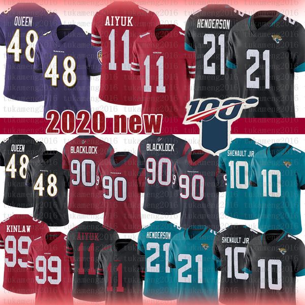 

brandon aiyuk javon kinlaw laviska shenault jr c.j. henderson patrick queen jersey baltimores ravens jacksonville jaguar 49er, Black;red