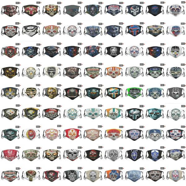 

2020 new luxury designer face masks men and women cotton half mask fashion all-star rugby team mask skull reusable mask pm2.5, Black