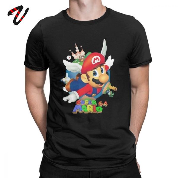 

super mario world 64 t shirt men 100% cotton crazy gamer t-shirts slim fit tee shirt short sleeve clothes plus size streetwear