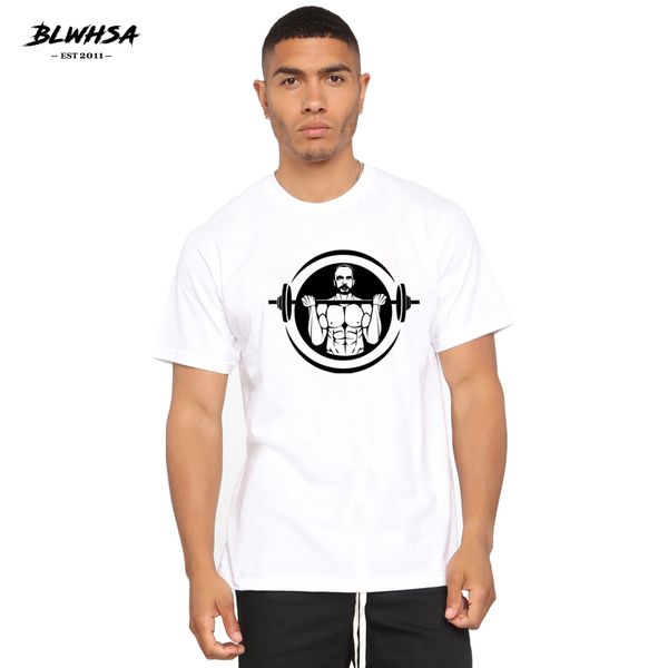 

blwhsa фитнес printed t shirt men fahion летние футболки марка black logo смешные печать футболки man plus размер одежды