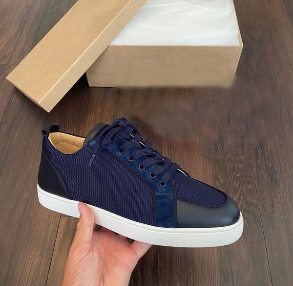 

selling fashion designer red bottom rantulow flats men's sneaker popular brands low popular brands casual walking with box, Black